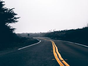 Preview wallpaper road, asphalt, marking, turn, nature