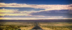 Preview wallpaper road, asphalt, marking, lines, yellow, descent, lifting