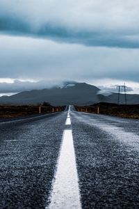 Preview wallpaper road, asphalt, marking, mountain, clouds