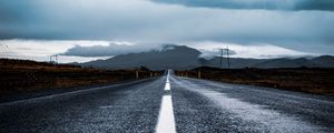 Preview wallpaper road, asphalt, marking, mountain, clouds