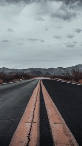 Preview wallpaper road, asphalt, marking, mountains, horizon