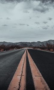 Preview wallpaper road, asphalt, marking, mountains, horizon