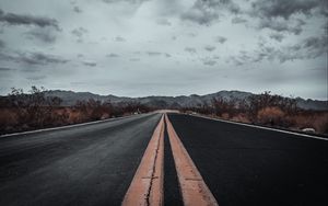 Preview wallpaper road, asphalt, marking, mountains, horizon