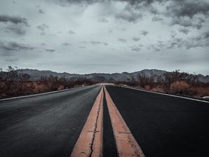 Preview wallpaper road, asphalt, marking, mountains, horizon