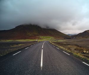 Preview wallpaper road, asphalt, mountain, clouds