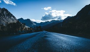 Preview wallpaper road, asphalt, mountains, clouds, direction