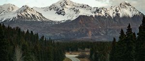 Preview wallpaper road, asphalt, mountains, forest, nature