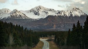 Preview wallpaper road, asphalt, mountains, forest, nature