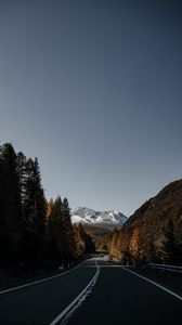 Preview wallpaper road, asphalt, mountains, trees, nature