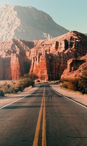 Preview wallpaper road, asphalt, mountains, rocks, landscape, nature