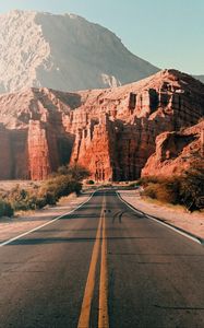 Preview wallpaper road, asphalt, mountains, rocks, landscape, nature