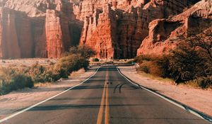 Preview wallpaper road, asphalt, mountains, rocks, landscape, nature