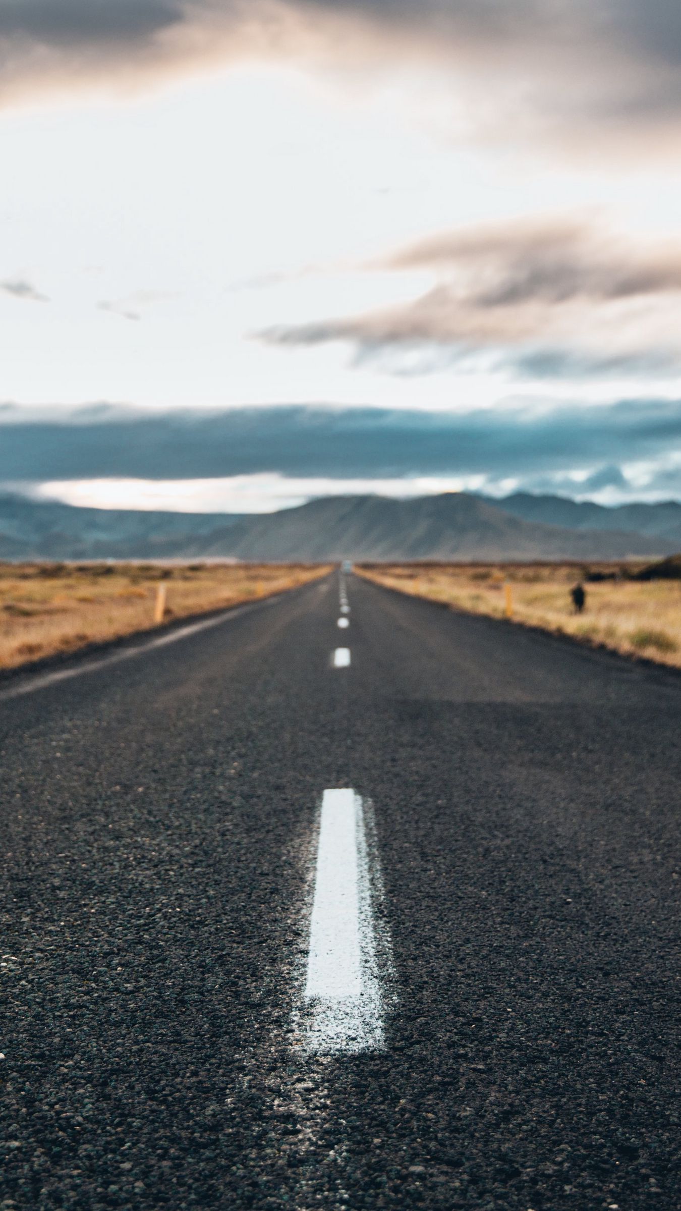 Download wallpaper 1350x2400 road, asphalt, mountains, clouds iphone 8 ...