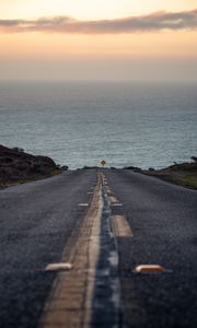 Preview wallpaper road, asphalt, sea, coast, water