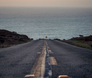 Preview wallpaper road, asphalt, sea, coast, water