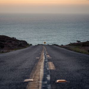 Preview wallpaper road, asphalt, sea, coast, water