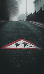 Preview wallpaper road, asphalt, sign, symbol, warning