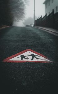 Preview wallpaper road, asphalt, sign, symbol, warning