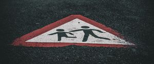 Preview wallpaper road, asphalt, sign, symbol, warning