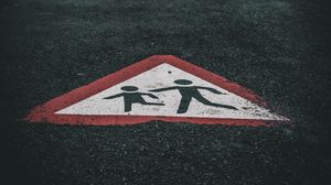 Preview wallpaper road, asphalt, sign, symbol, warning