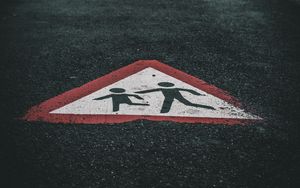 Preview wallpaper road, asphalt, sign, symbol, warning