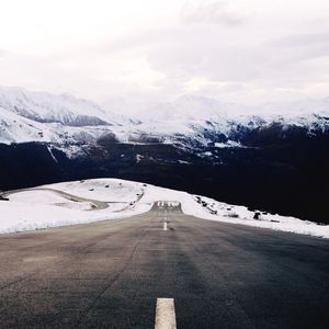 Preview wallpaper road, asphalt, snow, mountains, landscape