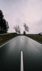 Preview wallpaper road, asphalt, trees, sky