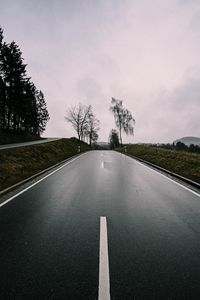 Preview wallpaper road, asphalt, trees, sky