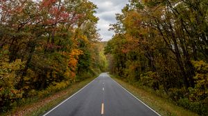 Preview wallpaper road, asphalt, trees, distance