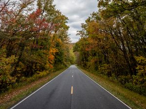 Preview wallpaper road, asphalt, trees, distance