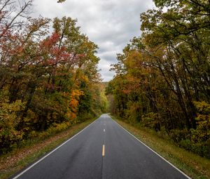 Preview wallpaper road, asphalt, trees, distance