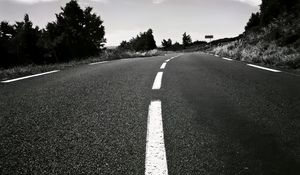 Preview wallpaper road, asphalt, turn, bw