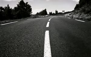 Preview wallpaper road, asphalt, turn, bw