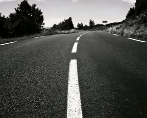 Preview wallpaper road, asphalt, turn, bw