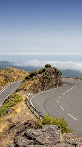 Preview wallpaper road, asphalt, turn dangerous, height, look