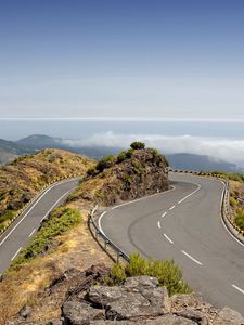 Preview wallpaper road, asphalt, turn dangerous, height, look