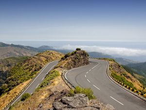 Preview wallpaper road, asphalt, turn dangerous, height, look