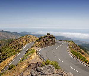 Preview wallpaper road, asphalt, turn dangerous, height, look