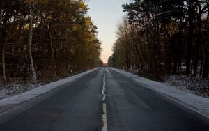 Preview wallpaper road, asphalt, winter, snow