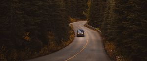 Preview wallpaper road, auto, trees, turn