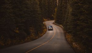 Preview wallpaper road, auto, trees, turn