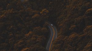 Preview wallpaper road, autumn, aerial view, foliage, forest