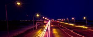 Preview wallpaper road, backlight, lights, light, night