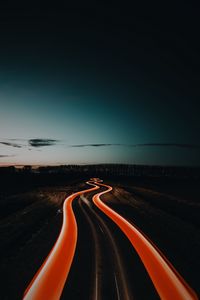 Preview wallpaper road, backlight, night, winding, dark