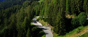 Preview wallpaper road, bends, forest, mountains, landscape