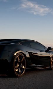 Preview wallpaper road, black, auto, lamborghini