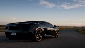 Preview wallpaper road, black, auto, lamborghini