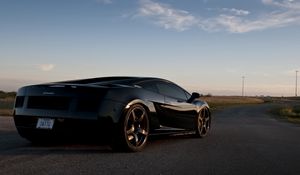 Preview wallpaper road, black, auto, lamborghini