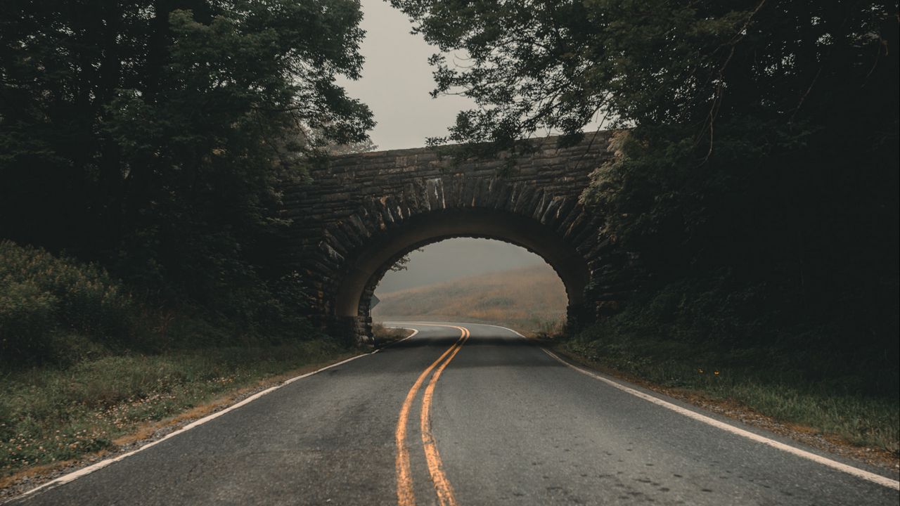 Wallpaper road, bridge, arch, asphalt, turn