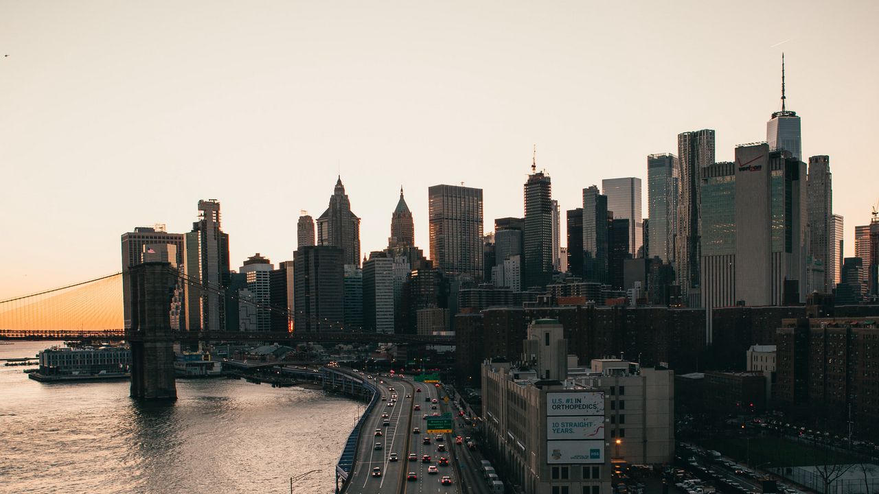 Wallpaper road, bridge, city, evening
